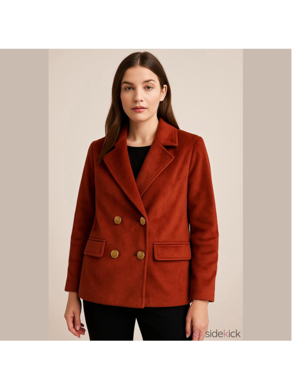 NWT Who What Wear Brick Rust Double Breasted Blazer Gold Buttons Small